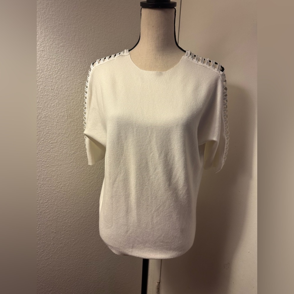 White Women's Top with Unique Sleeve Design